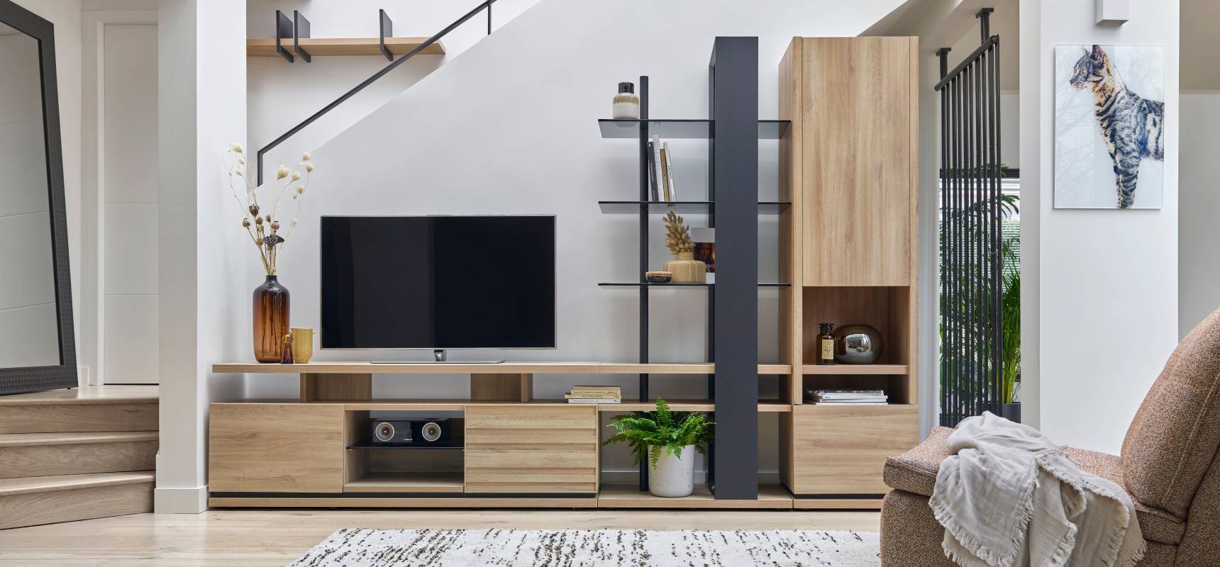 Meuble TV gain de place  Télévision cachée, Mobilier de salon, Meuble tv  design