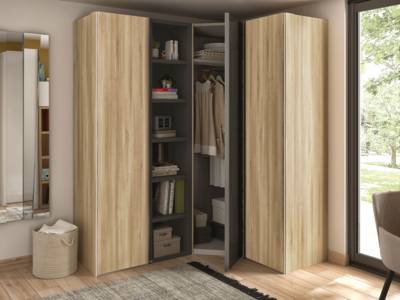 Armoire d'angle dressing anthracite 440x210x52